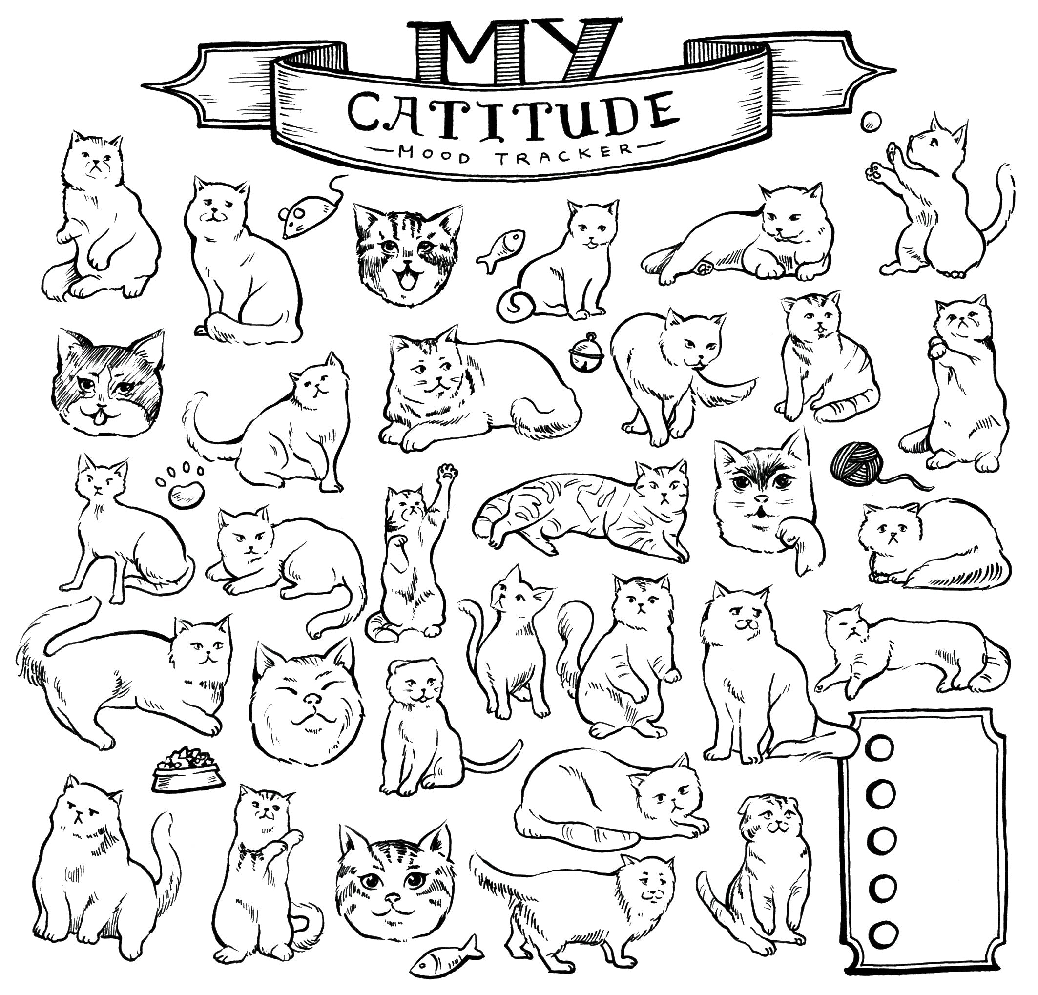 Catitude Mood Tracker - Colouring Sheet