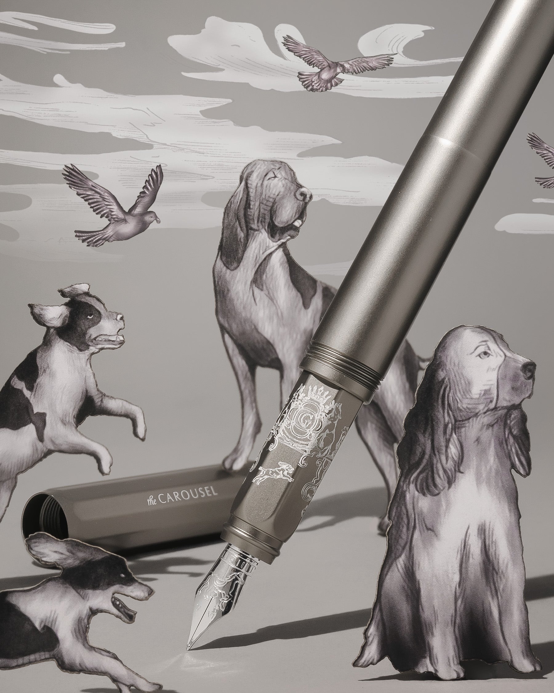 Aluminum Carousel Fountain Pen - Highland Smoke