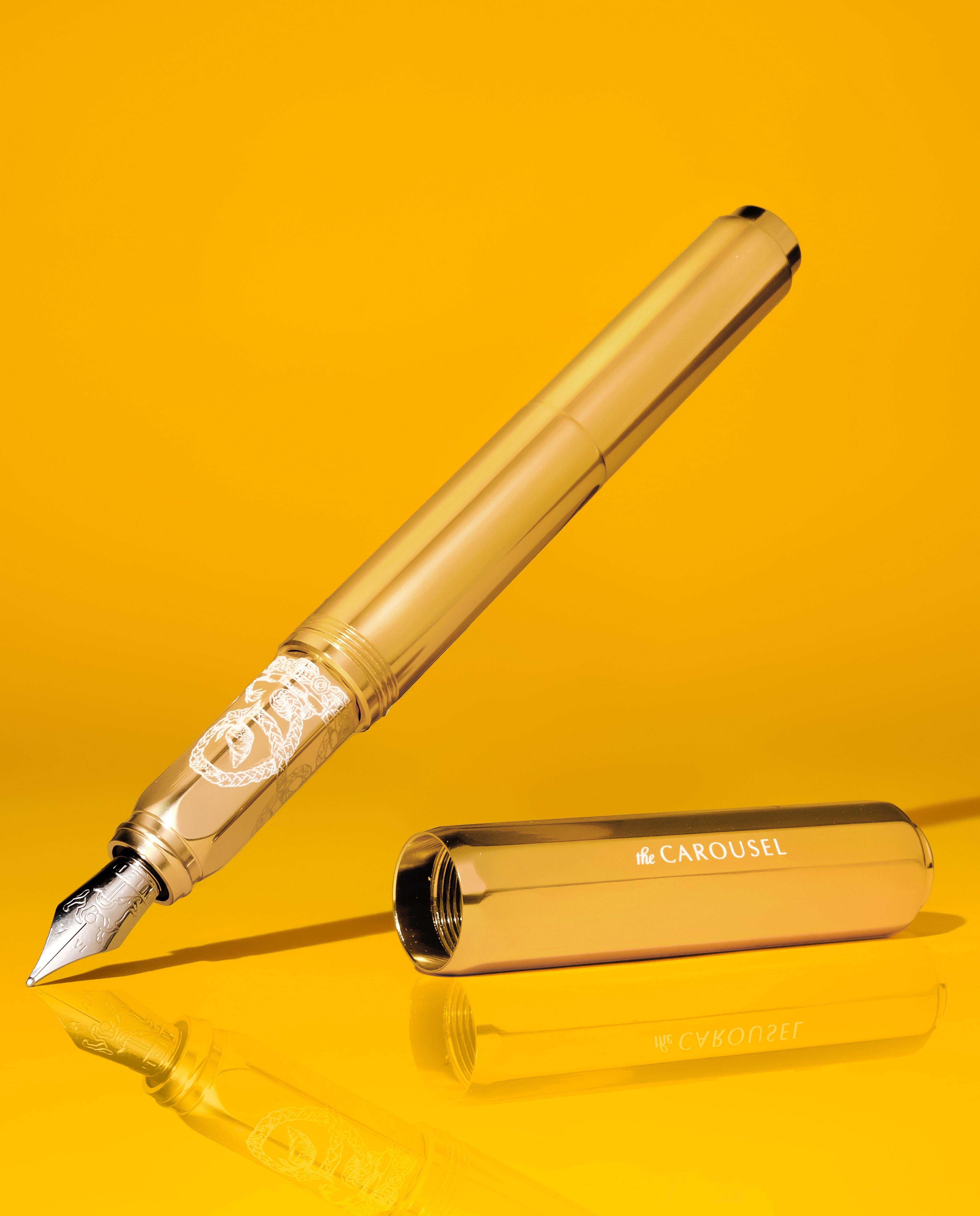 Aluminum Carousel Fountain Pen - Plaited Gold Tress
